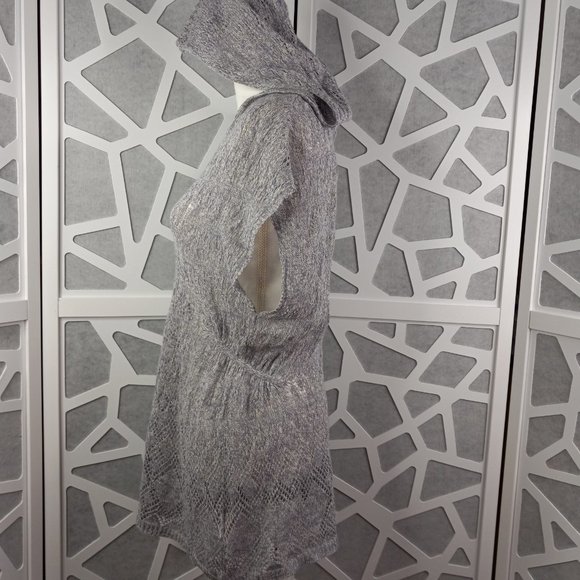 Anthropologie Moth S Pointelle Hooded Sweater Tunic Linen Blend Pullover - Picture 10 of 16